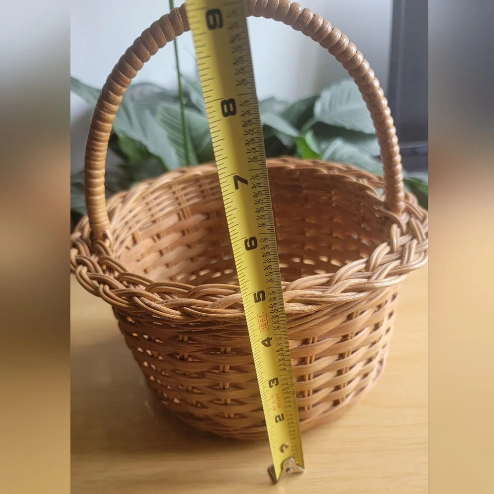 Woven Natural Brown Handled Basket - Rustic Storage & Decor